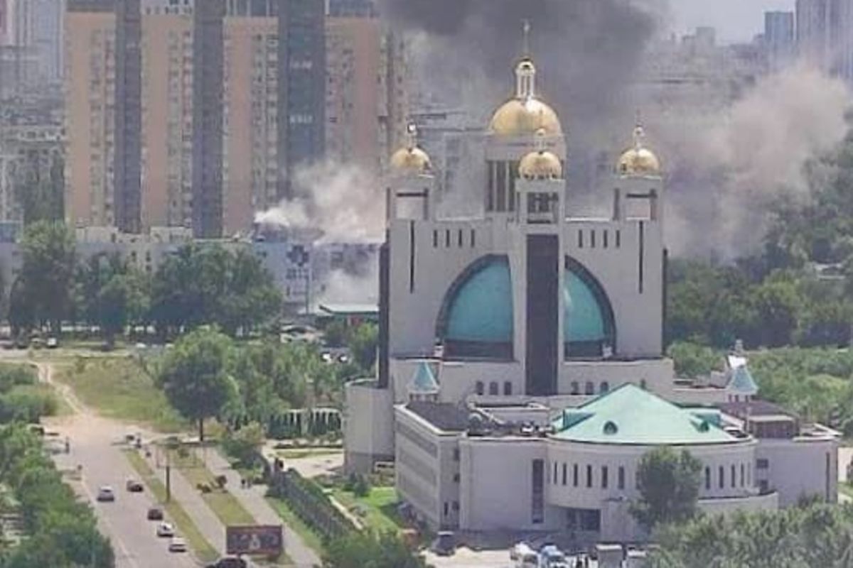 A Maternity Hospital near the Patriarchal Cathedral Damaged in a Missile Strike on Kyiv, Killing People