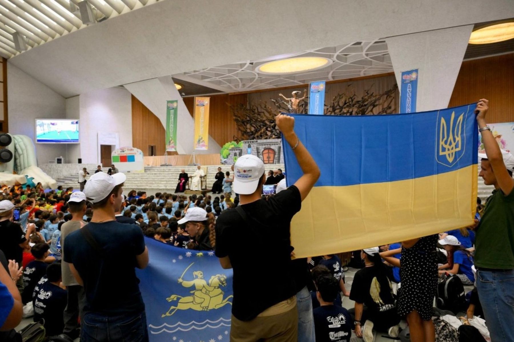 Ukrainian and Vatican summer camp children receive visit by Pope Leo